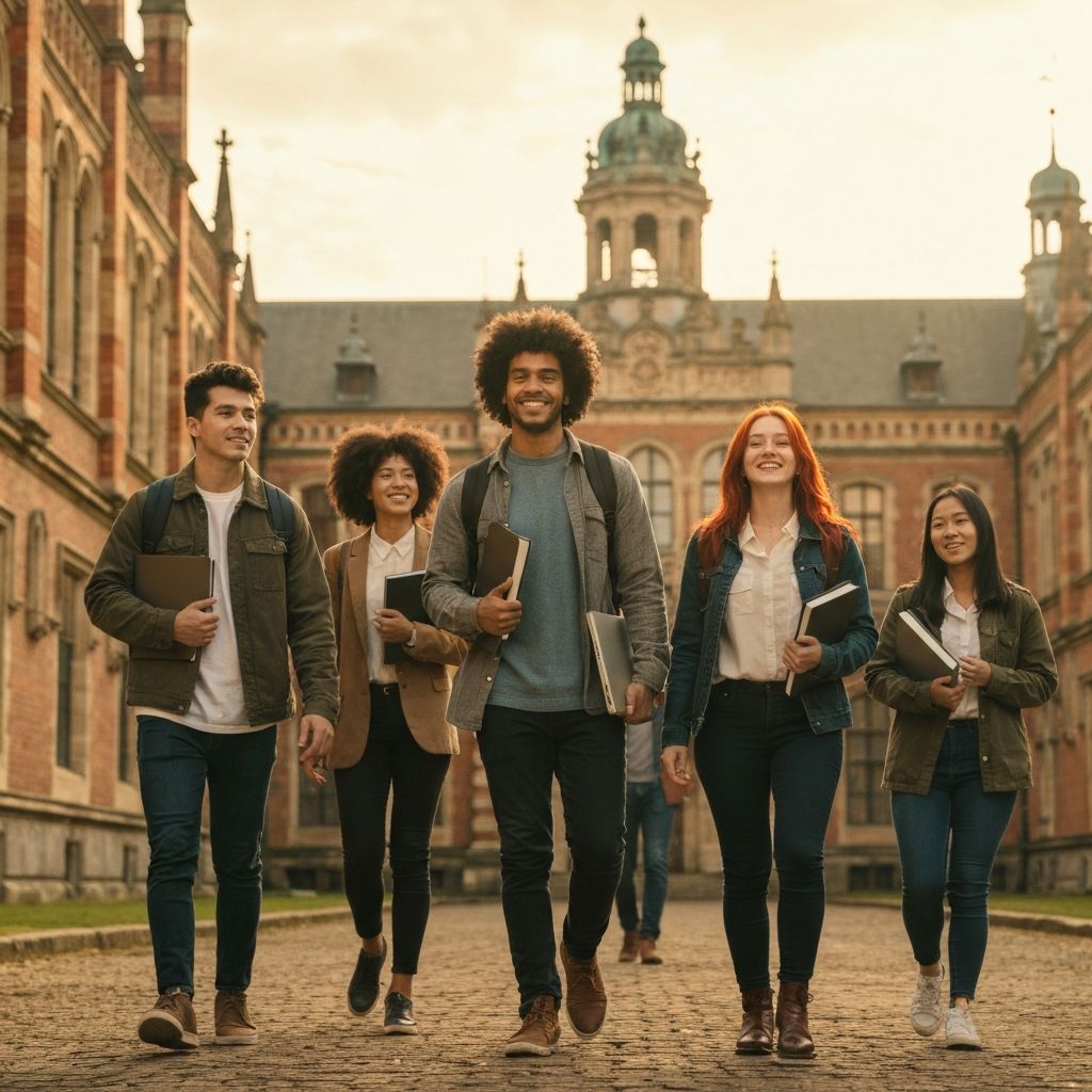 Étudiants sur un campus universitaire